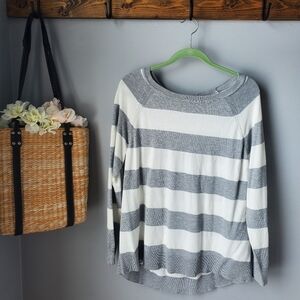Lety & Me Striped Crewneck Sweater 1X
